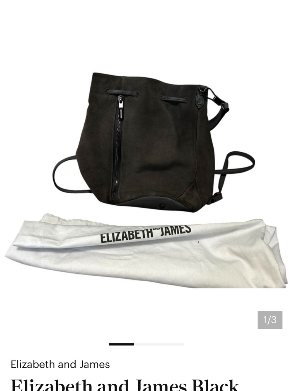 Elizabeth and James Dark Brown Suede Drawstring Backpack